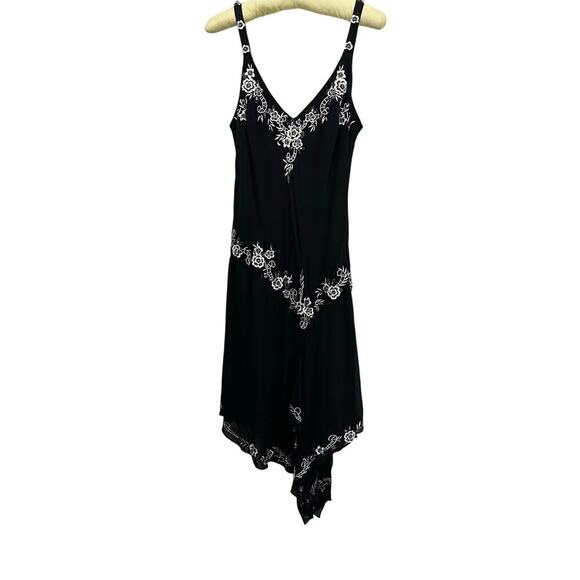 R&M Richards Women's Black Floral Embroidery Asymmetric sequinDress Size 14 - Picture 4 of 15